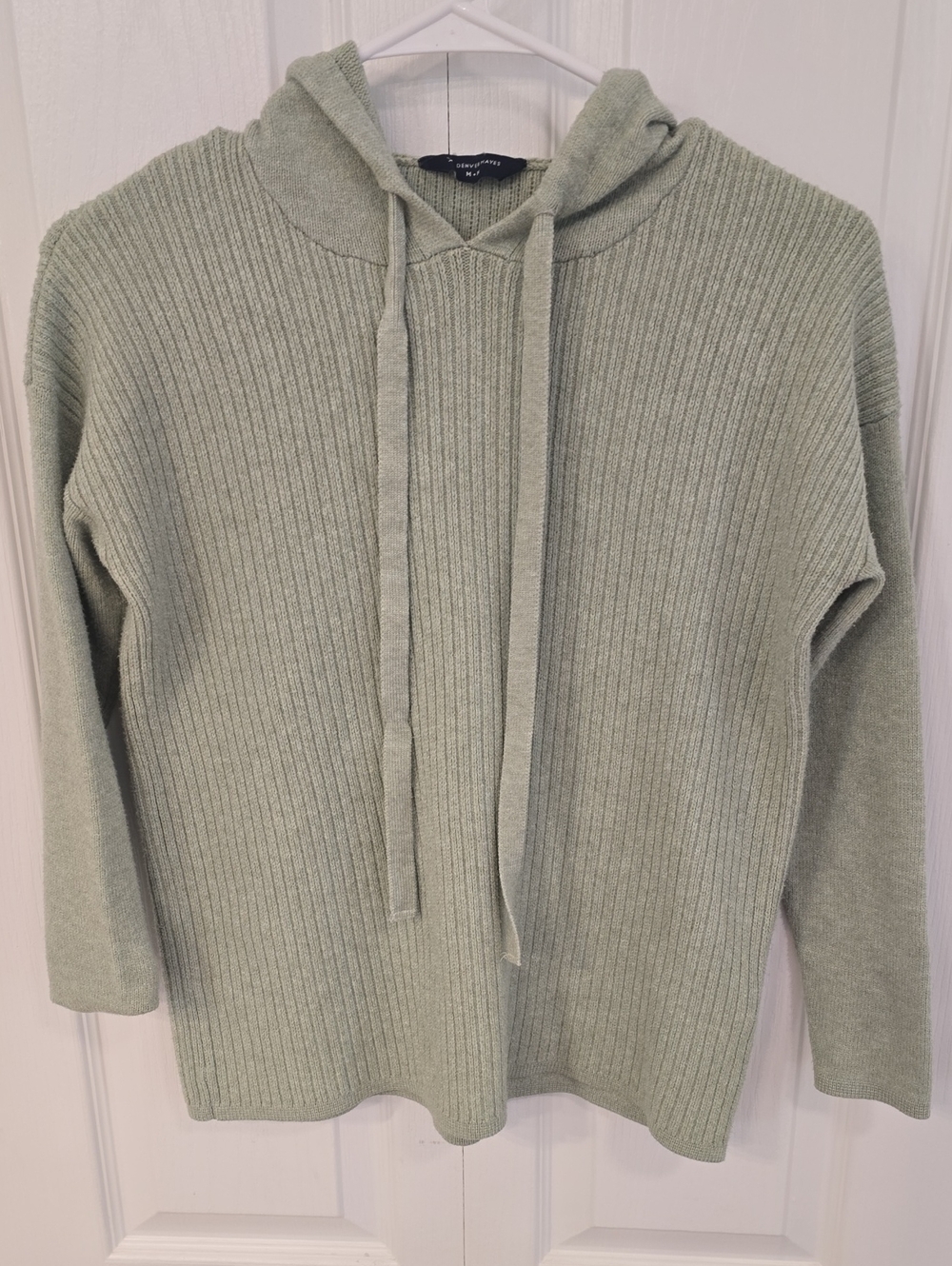 Denver Hayes Ribbed Hoodie Sweater in Sage